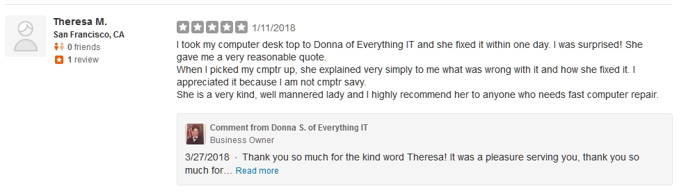 Theresa M Yelp Review